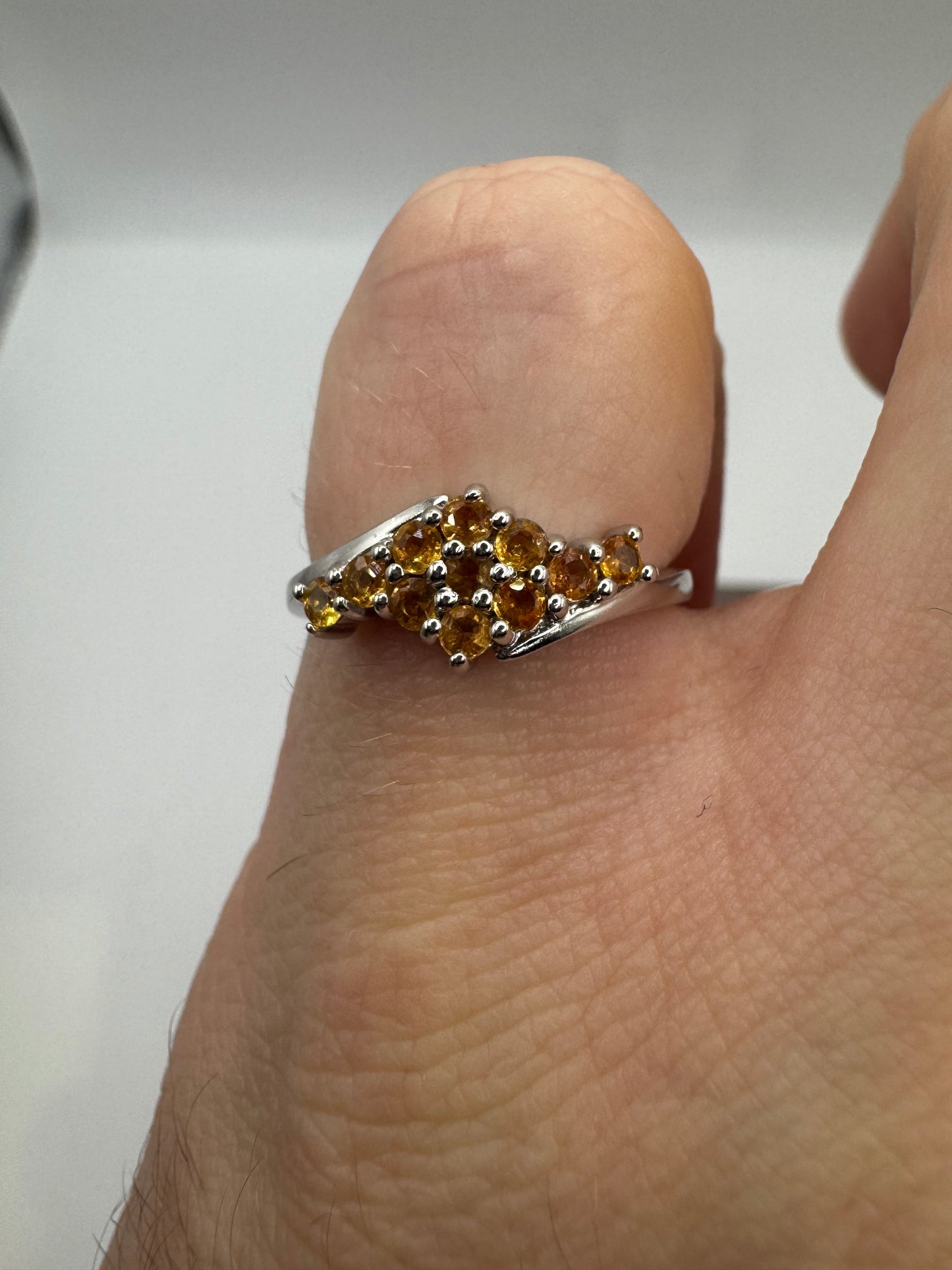 9ct white gold orange sapphire cluster ring