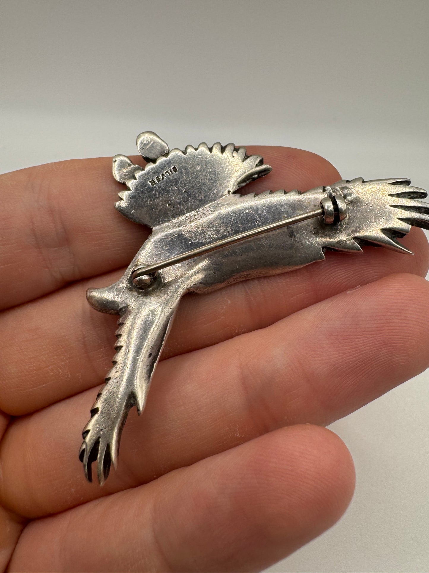 Silver marcasite eagle brooch