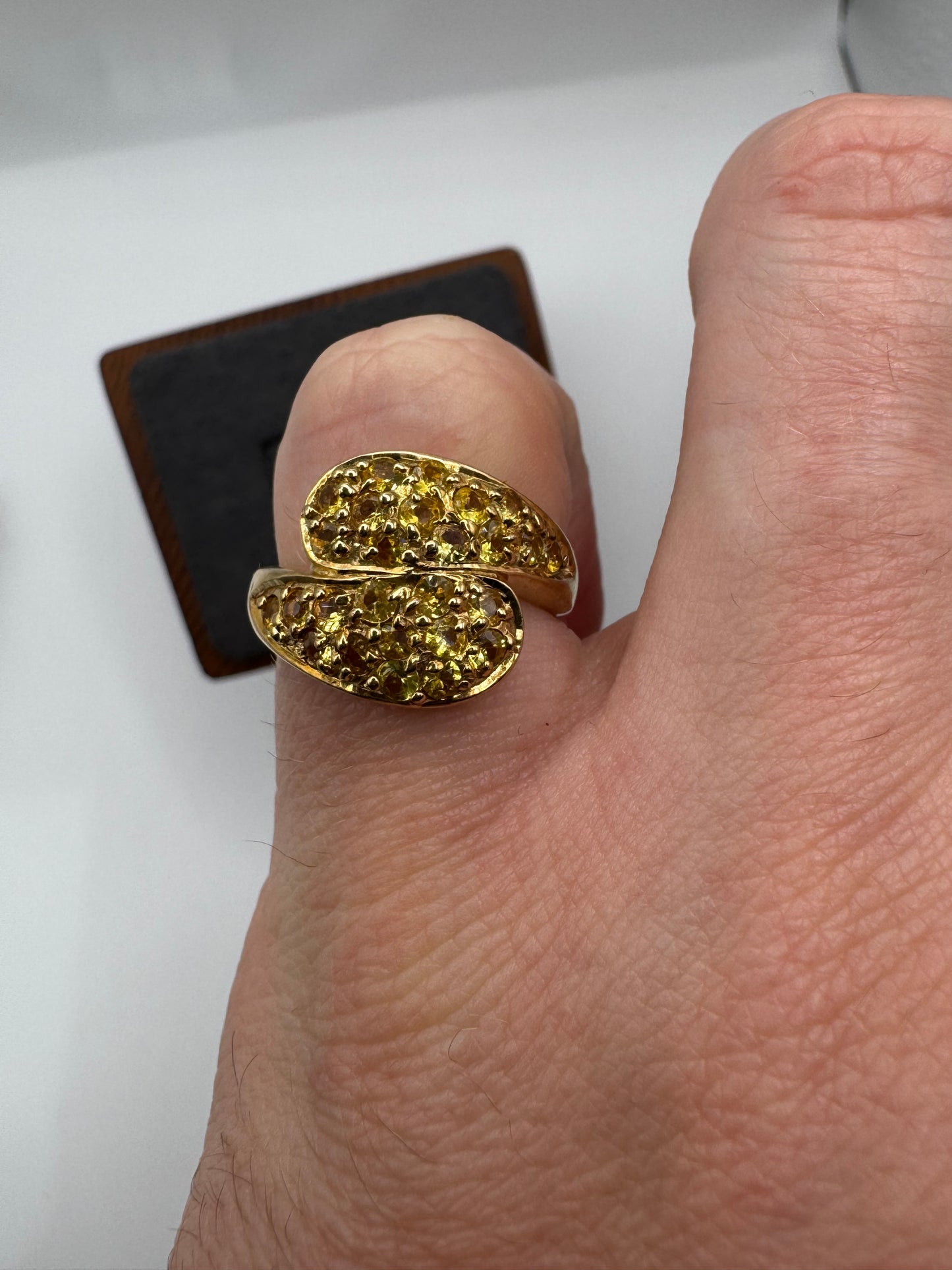 Heavy 9ct gold citrine cluster ring