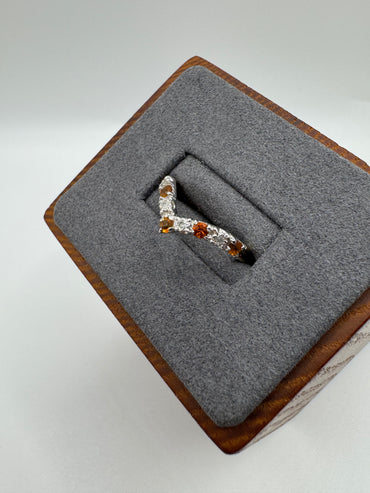 9ct gold citrine and diamond wishbone ring