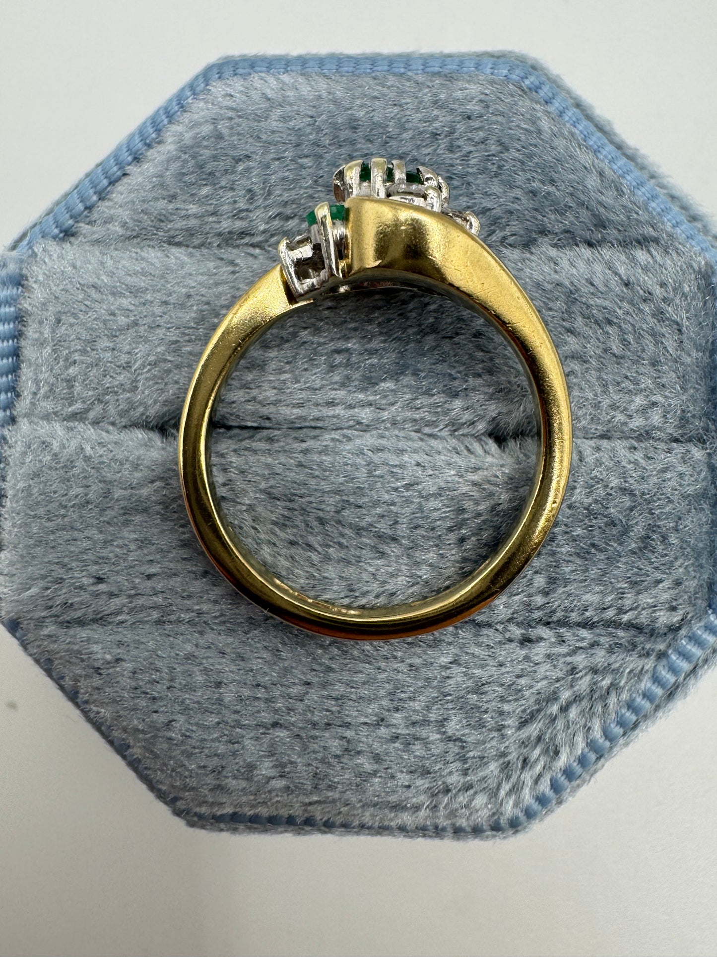 9ct gold emerald and diamond ring