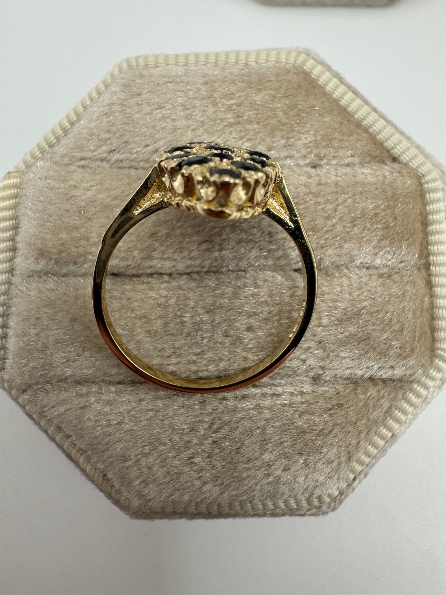 9ct gold sapphire navette ring