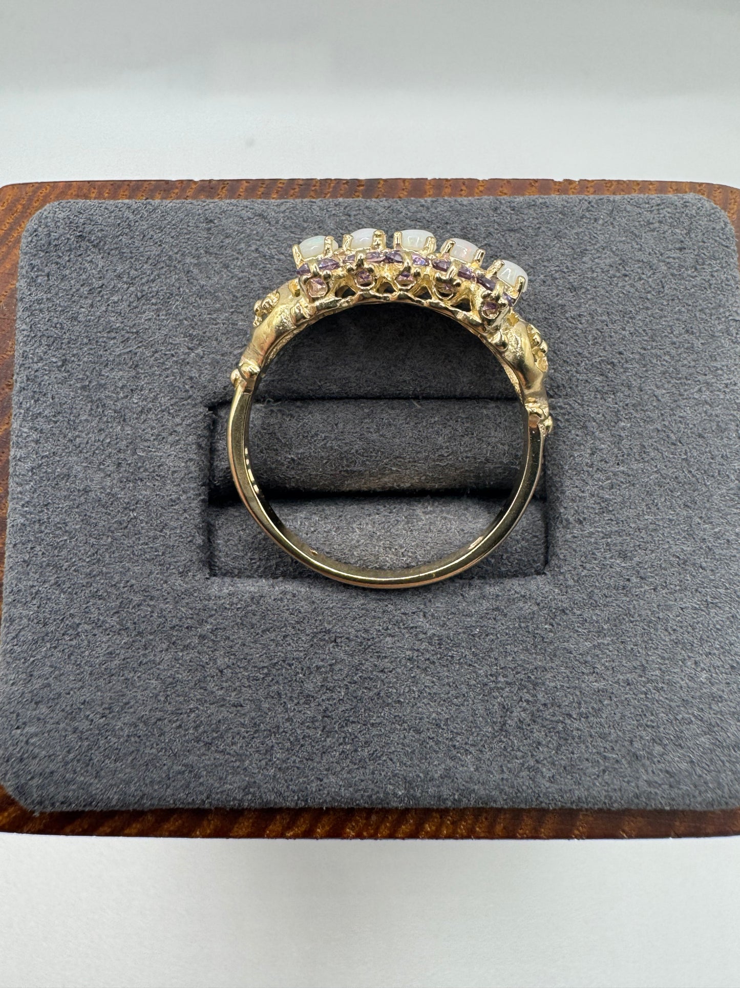 9ct gold opal and tanzanite ring