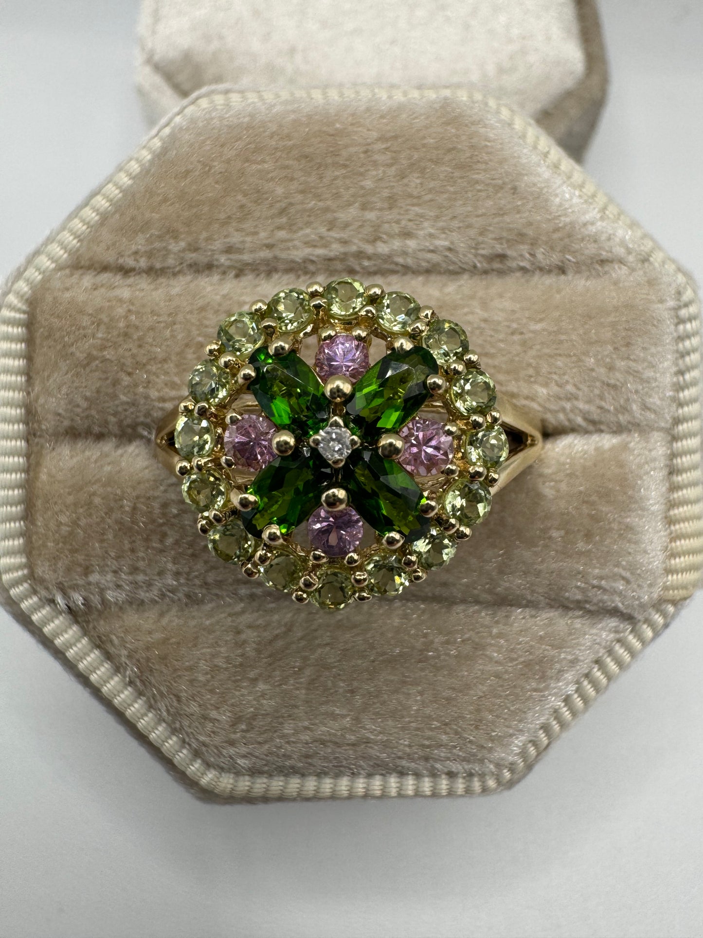9ct gold multi-gem and diamond ring