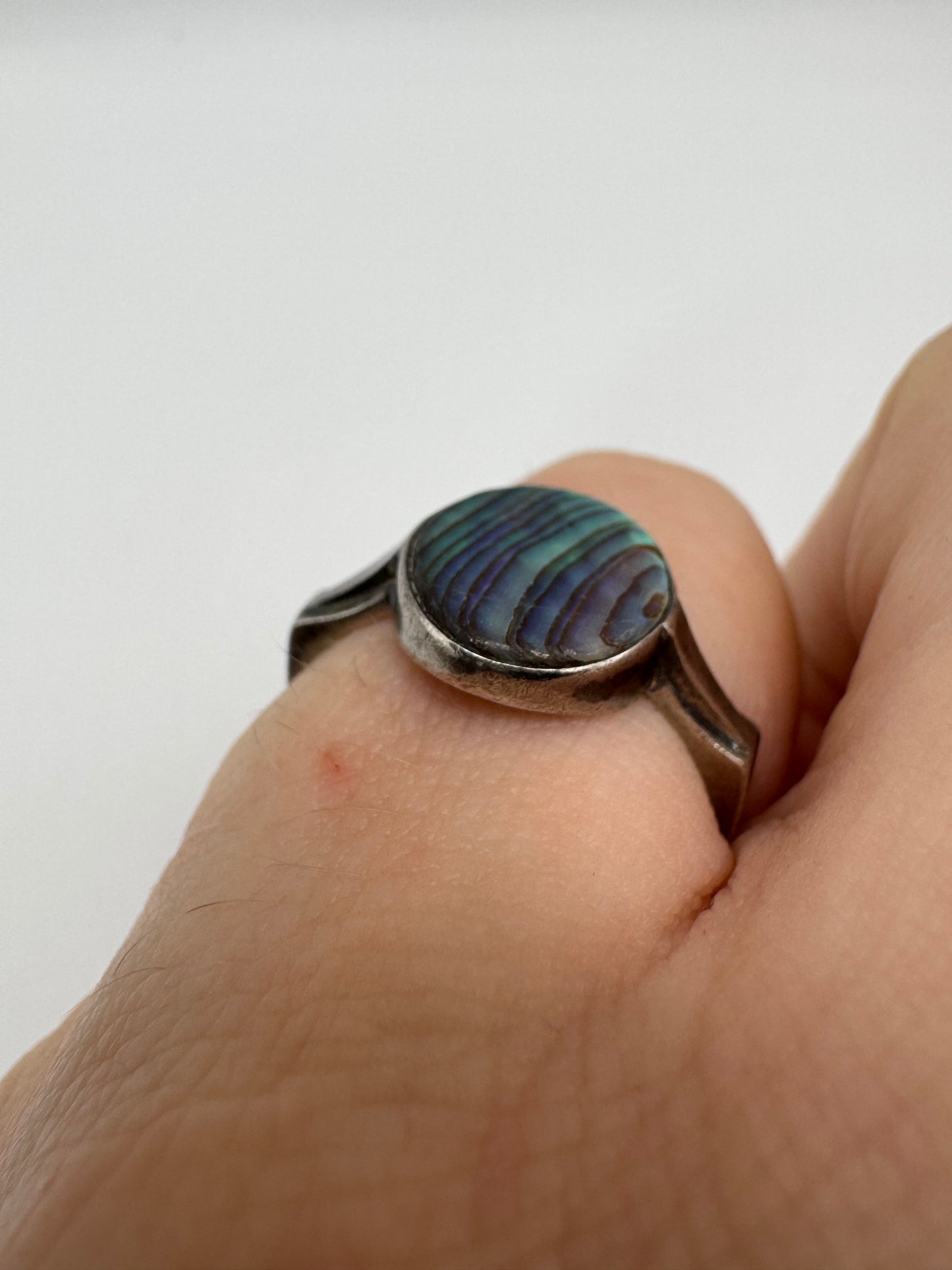 Silver abalone ring