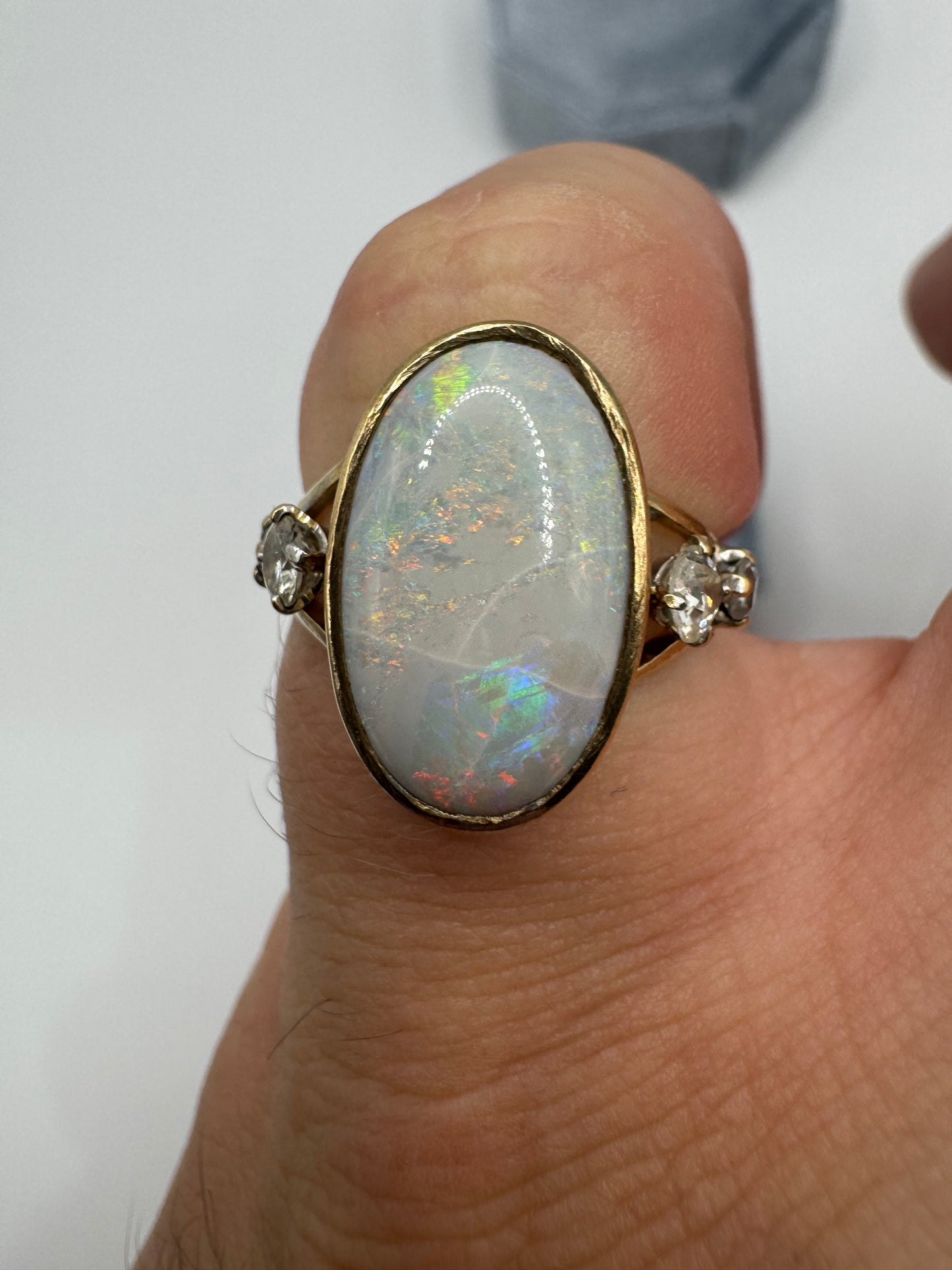 9ct gold opal and diamond ring