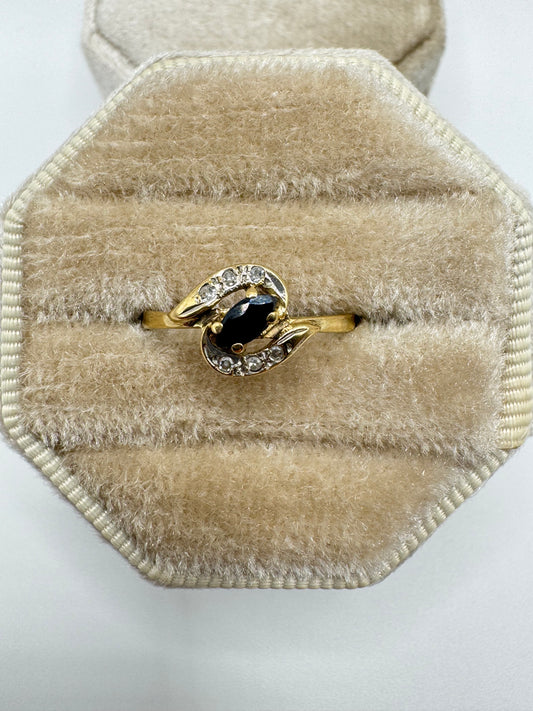 9ct gold sapphire and diamond ring