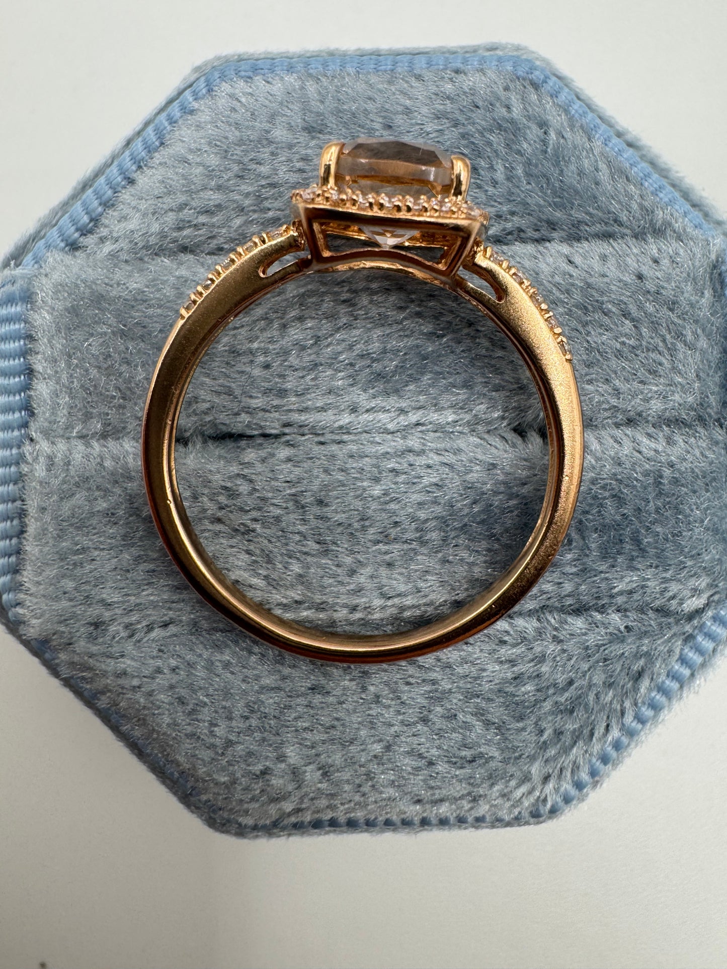 9ct rose gold morganite and zircon ring