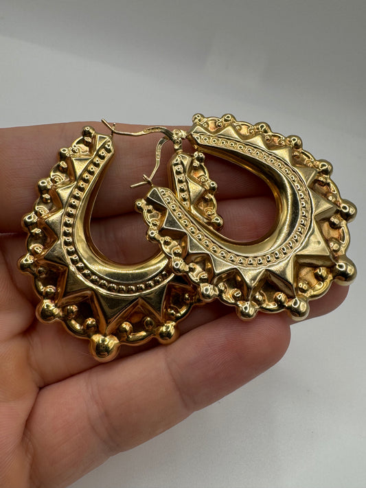 9ct gold huge Creole earrings
