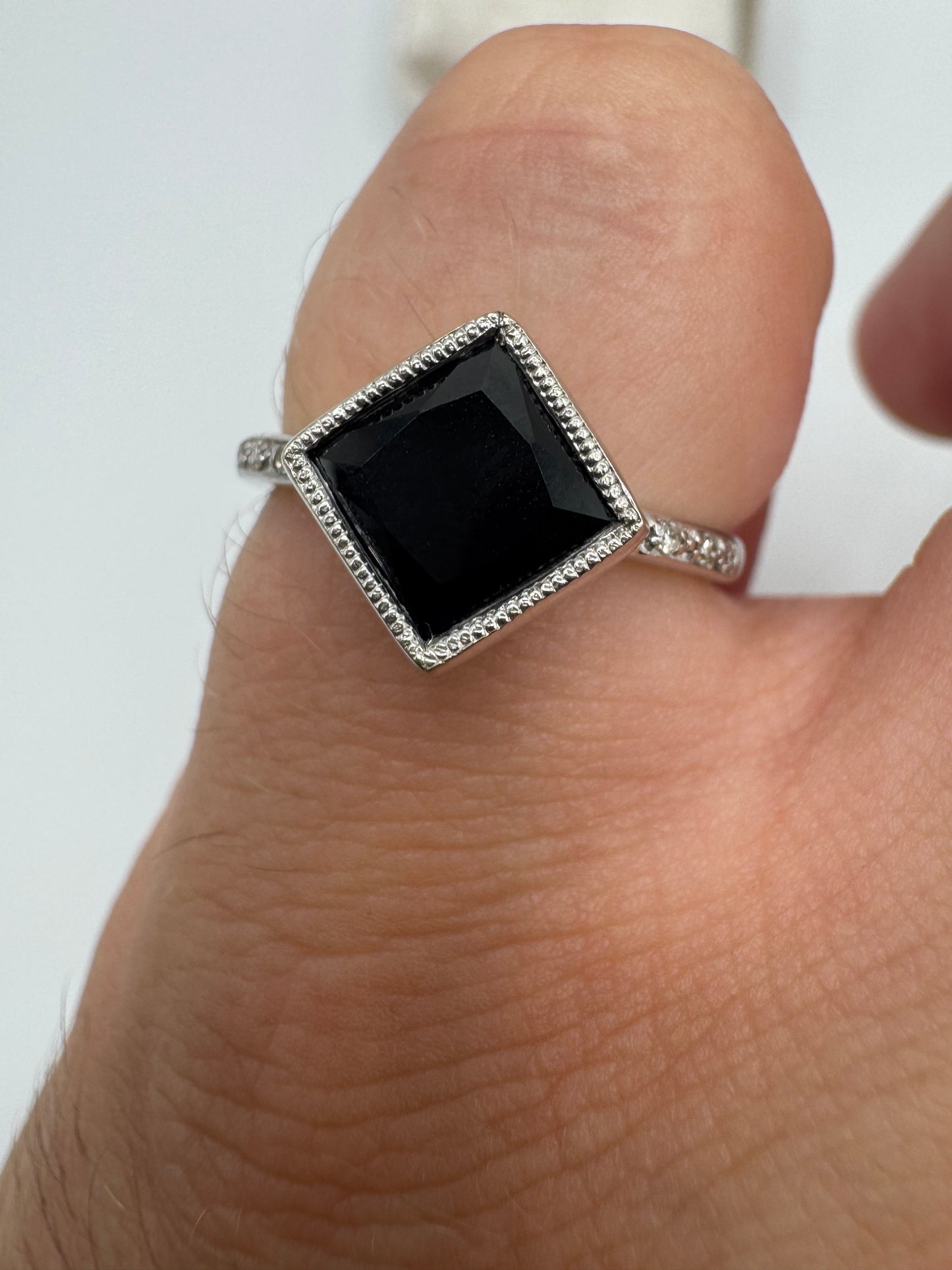 9ct white gold quartz and diamond ring