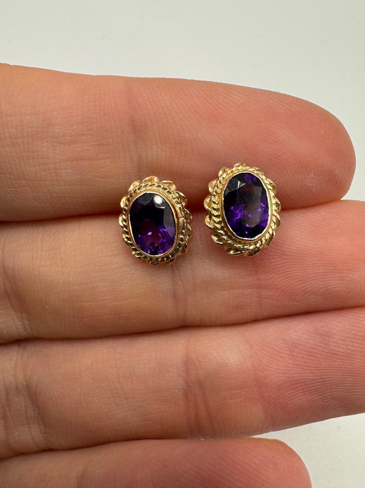 9ct gold amethyst earrings
