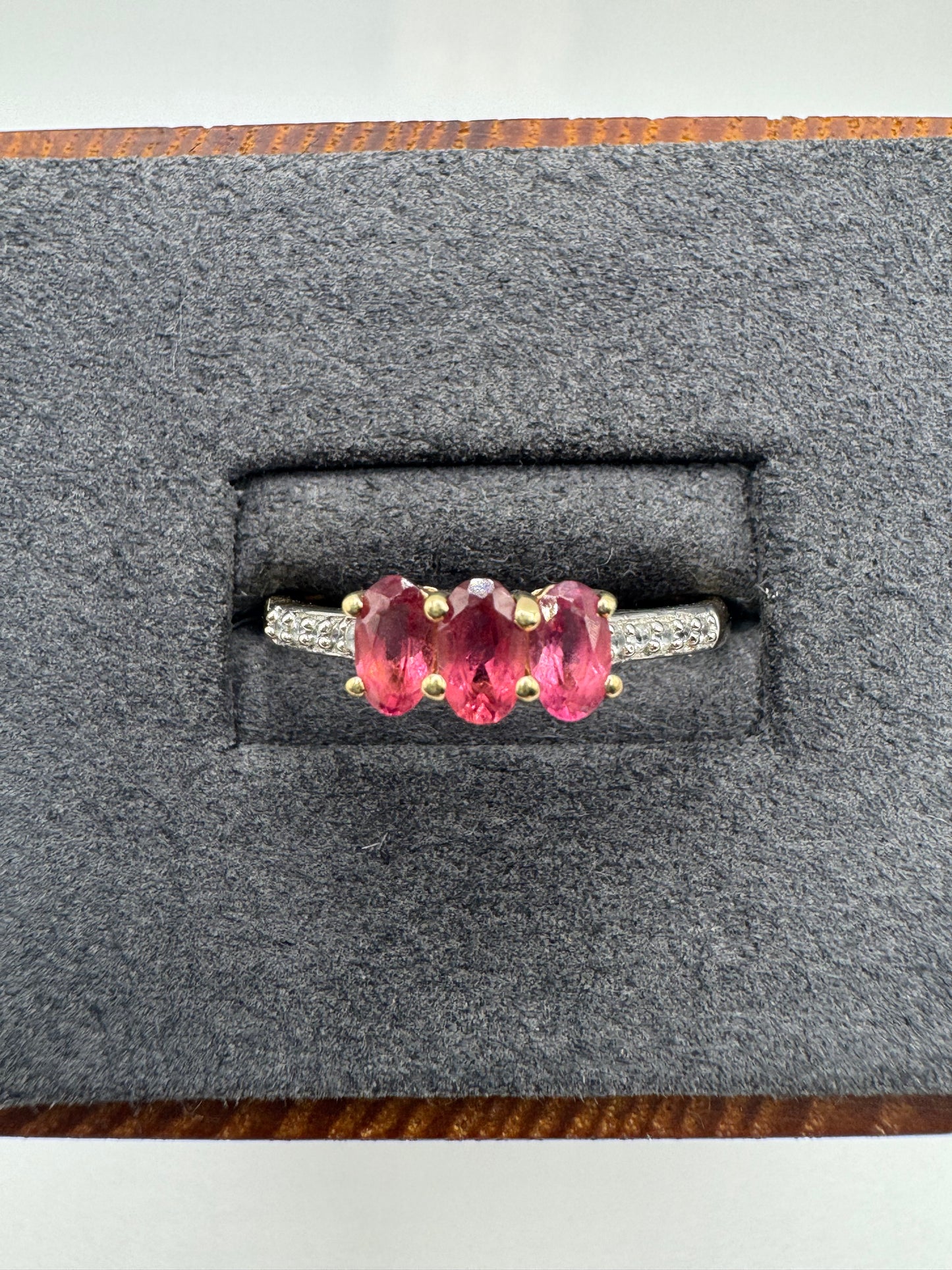 9ct gold tourmaline and zircon ring