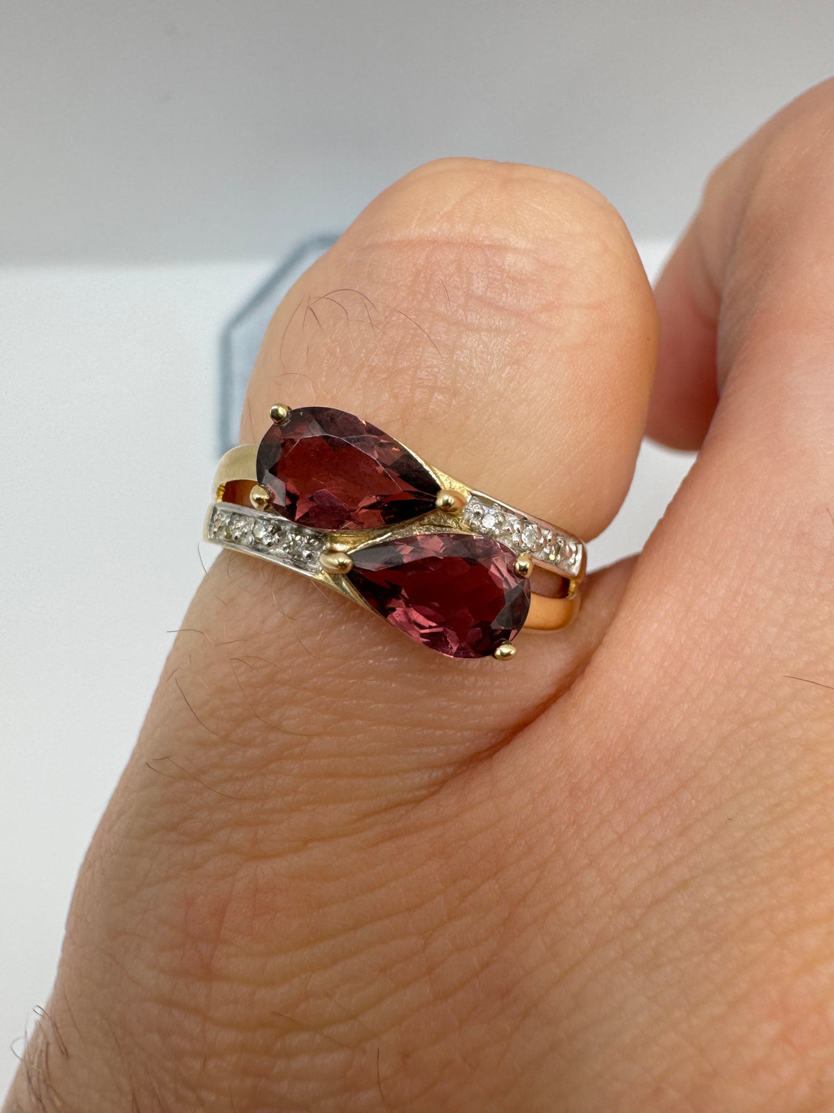 9ct gold tourmaline and diamond ring