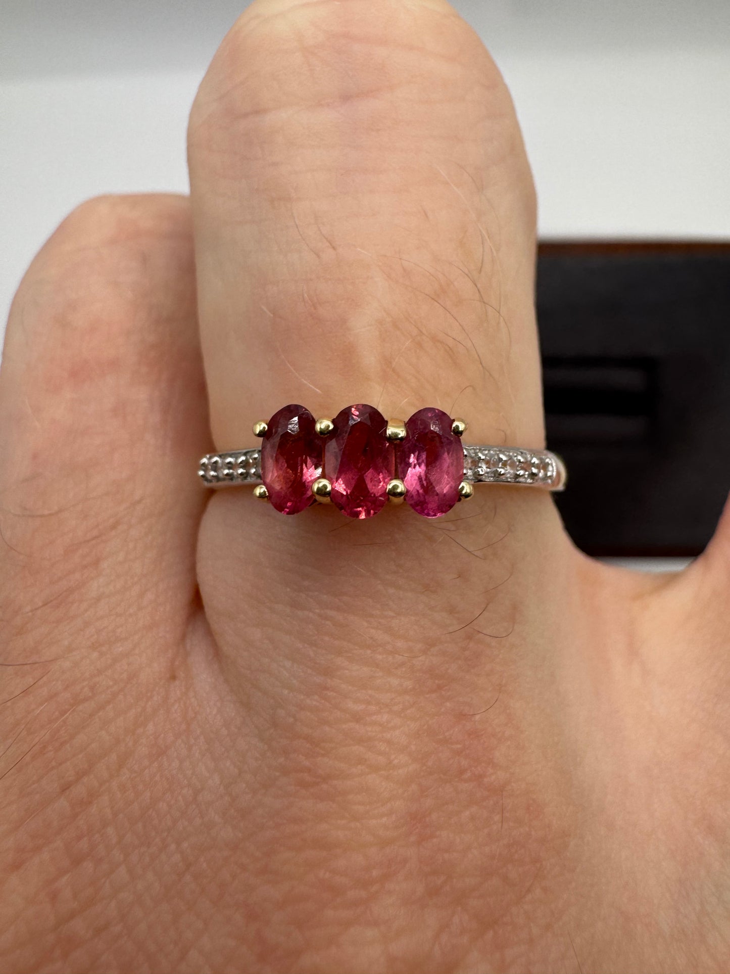 9ct gold tourmaline and zircon ring