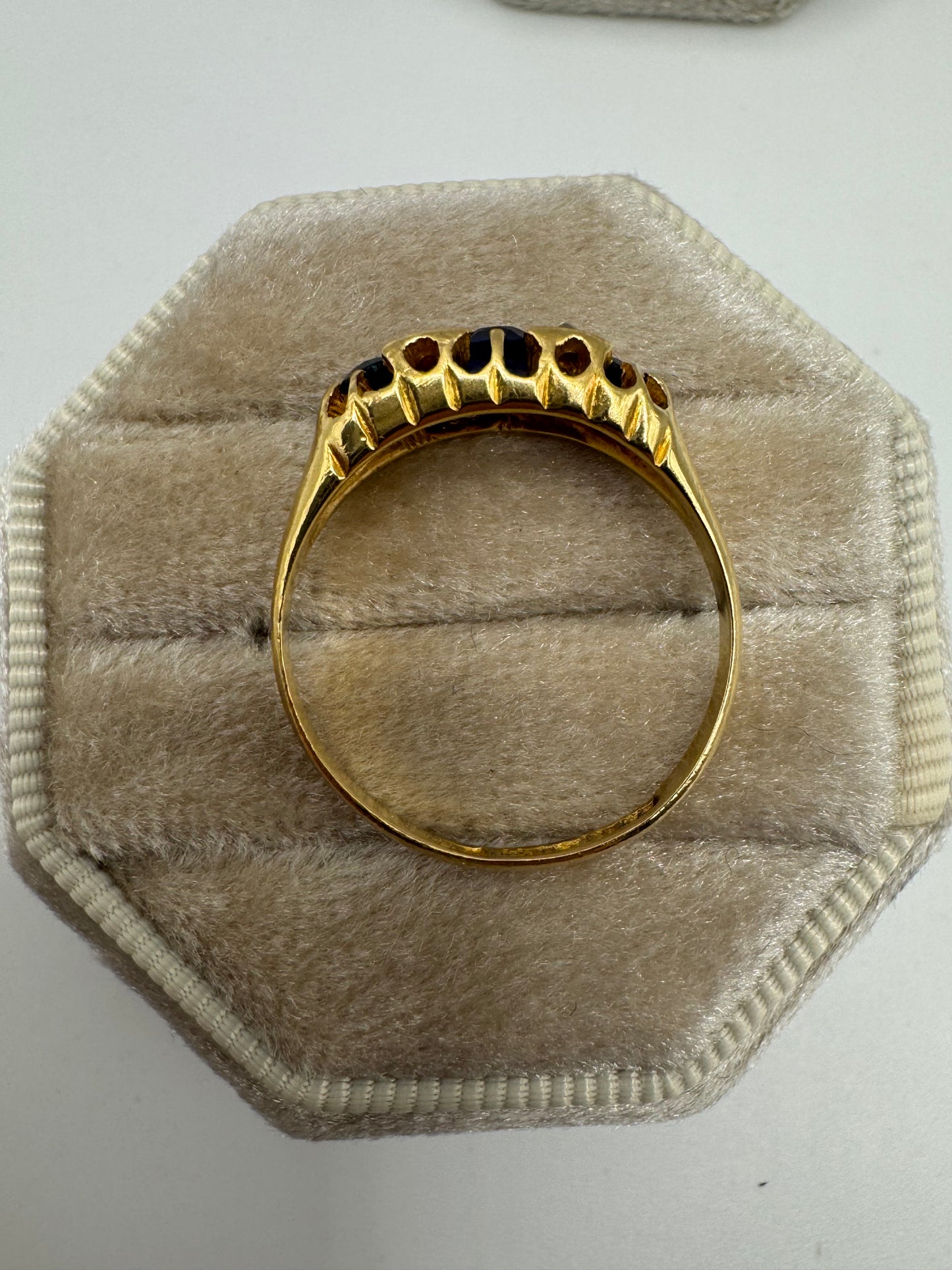 Antique 18ct gold sapphire, paste and diamond ring