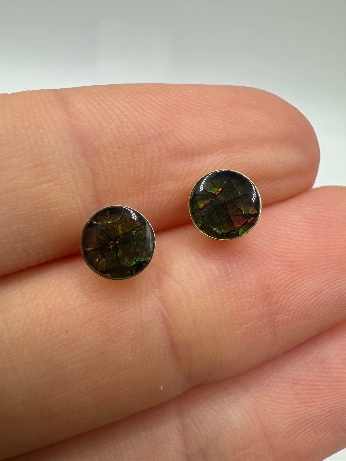 9ct gold ammolite earrings