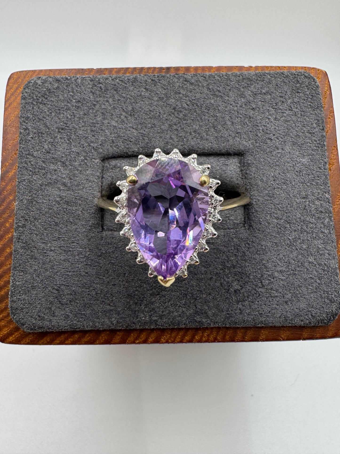9ct gold amethyst and diamond cocktail ring