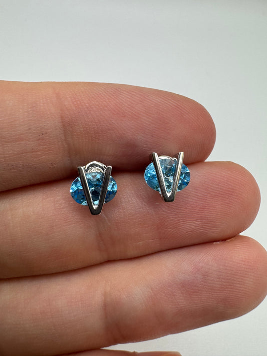 9ct white gold topaz earrings