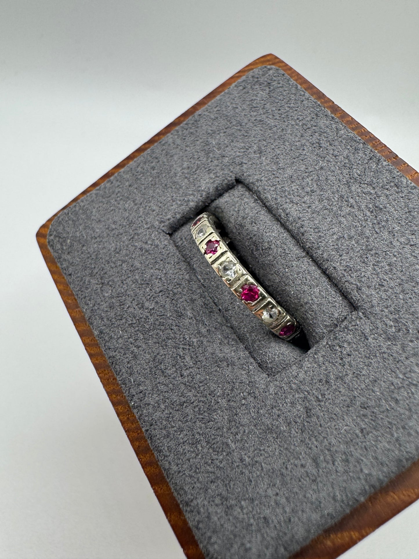 9ct gold synthetic ruby and diamond full eternity ring