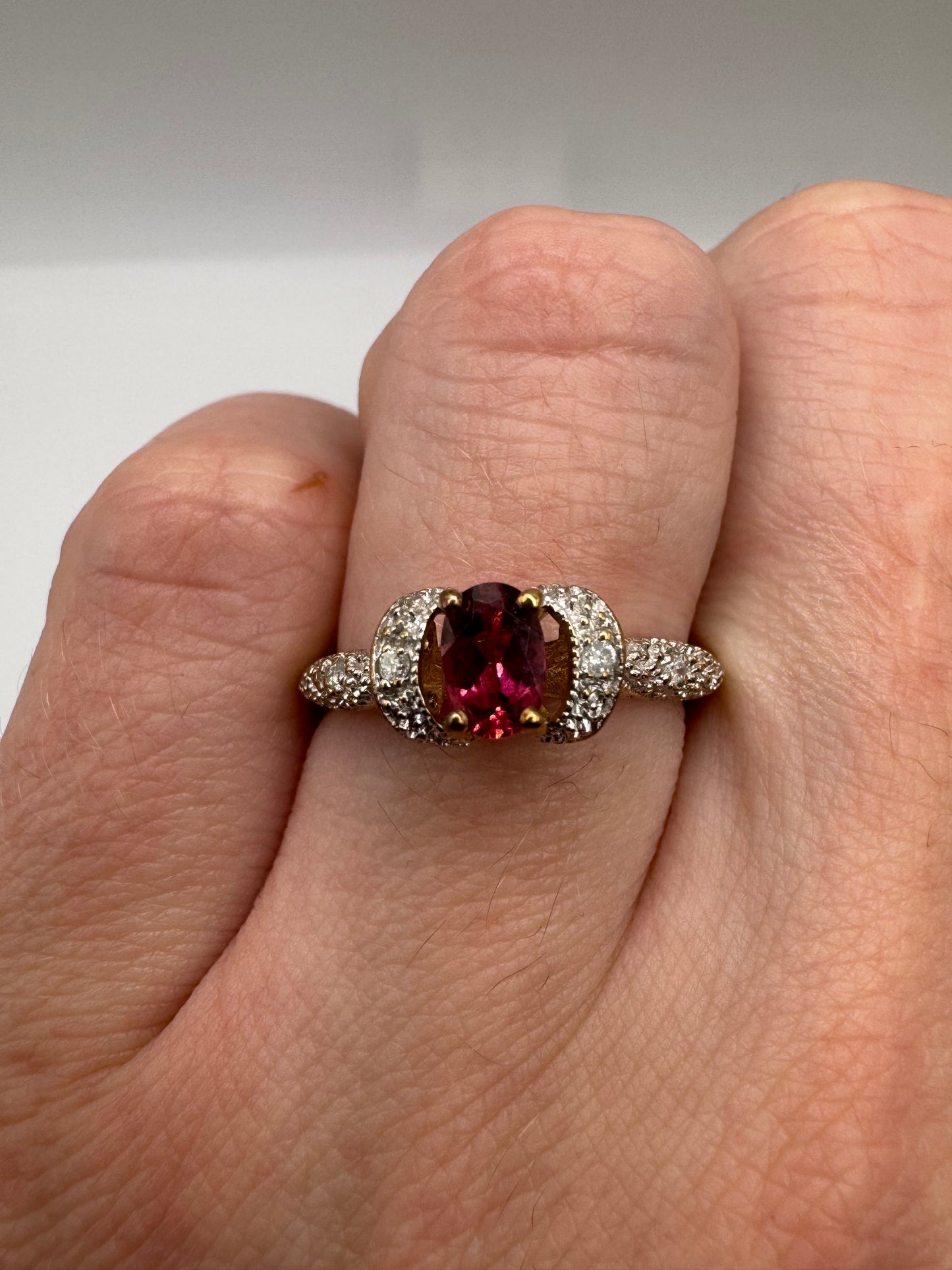 9ct gold tourmaline and diamond ring