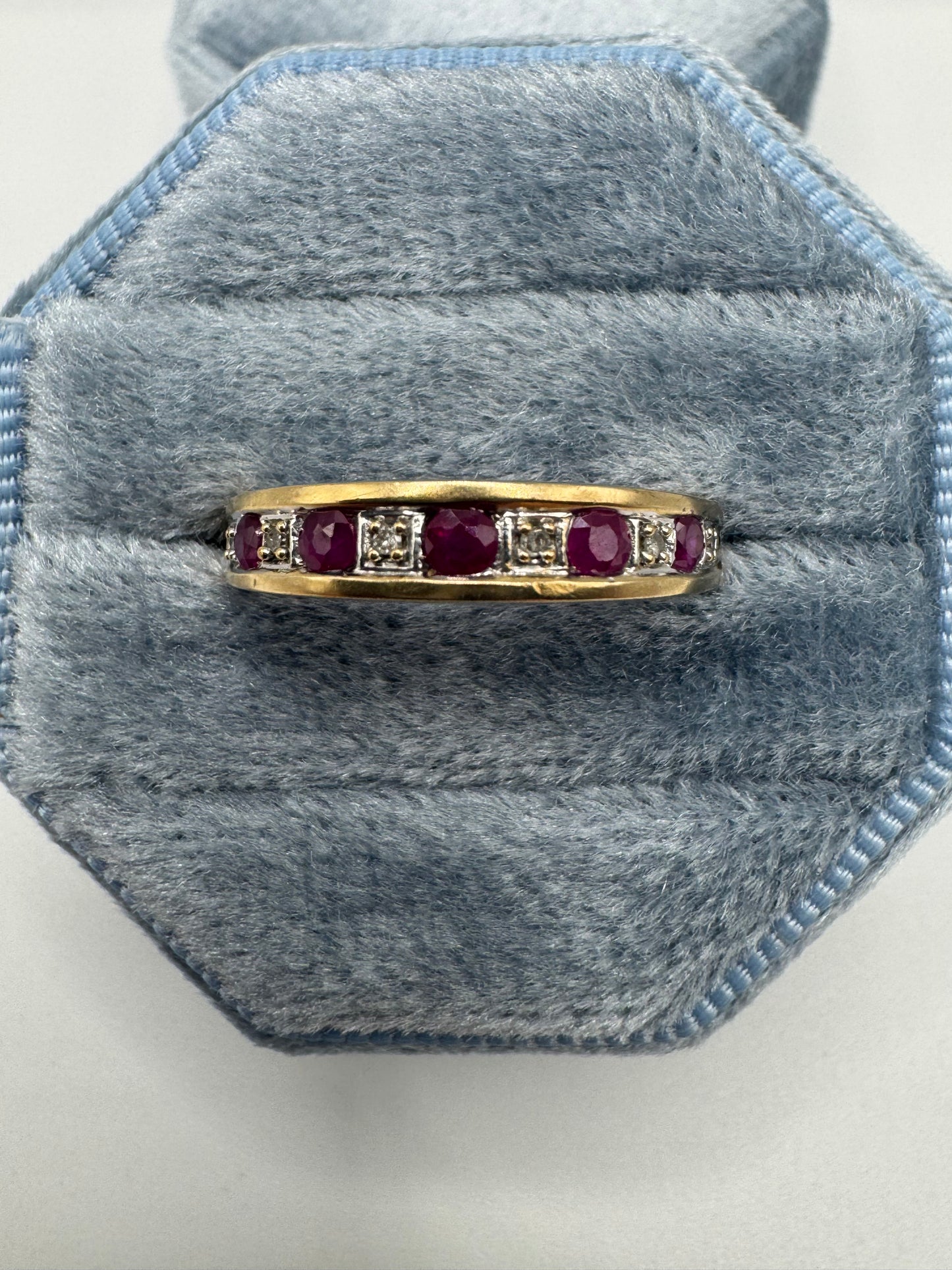 9ct gold ruby and diamond ring