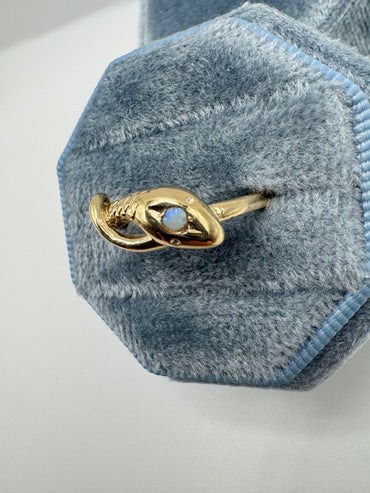 9ct gold opal snake ring