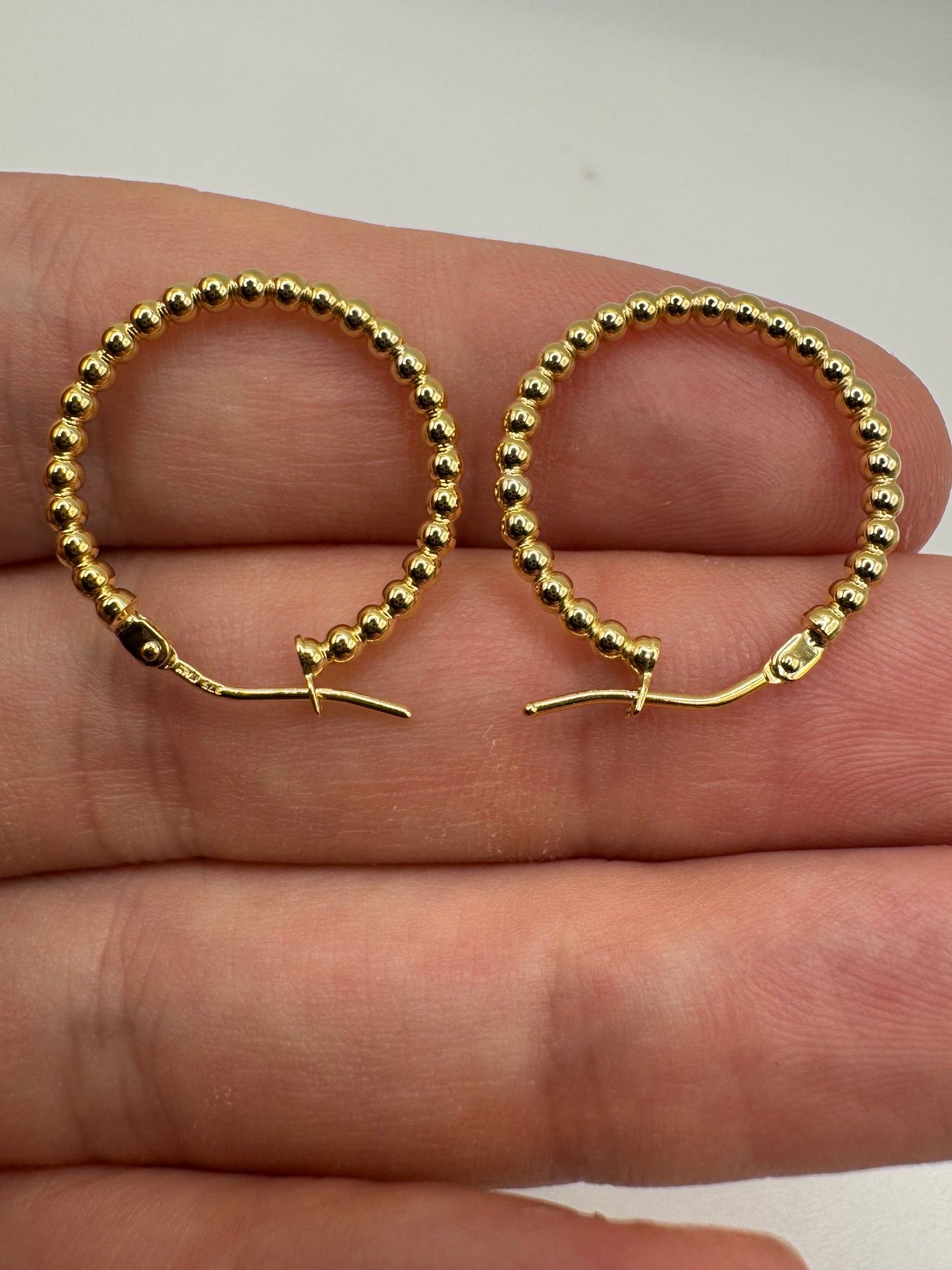 9ct gold 15mm beaded creole earrings
