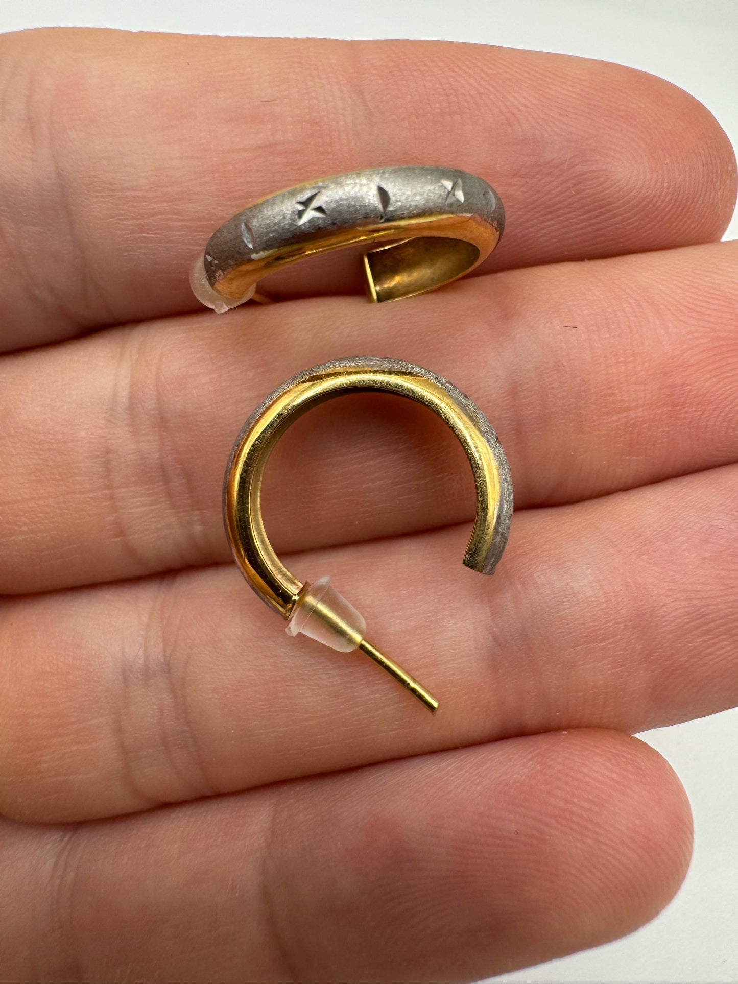 9ct two tone gold creole earrings