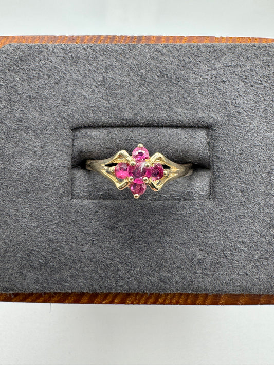 9ct gold ruby cluster ring