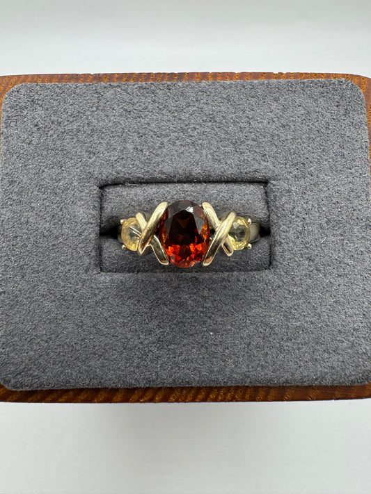 9ct gold orange and yellow sapphire ring