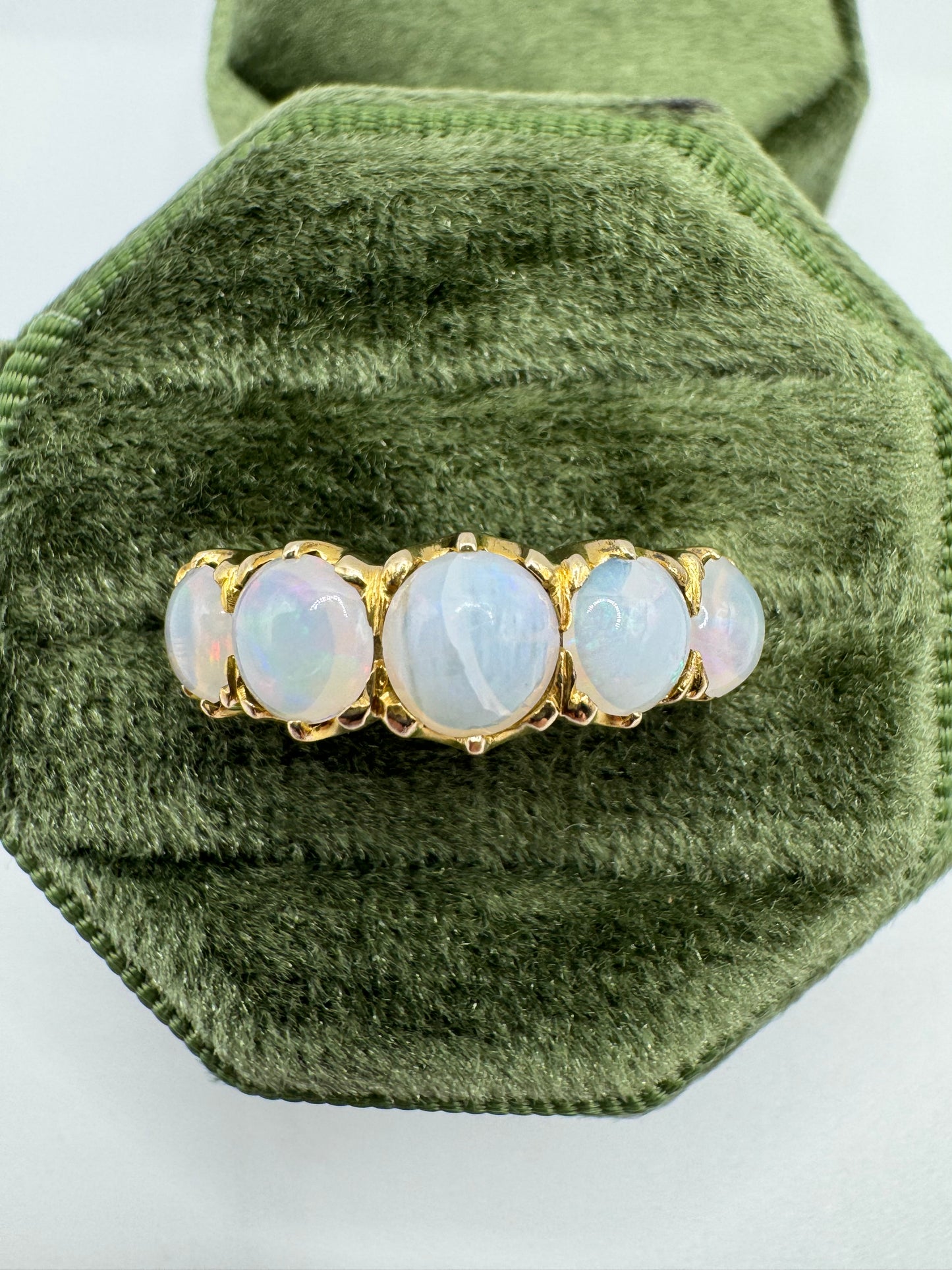 9ct gold opal half eternity ring