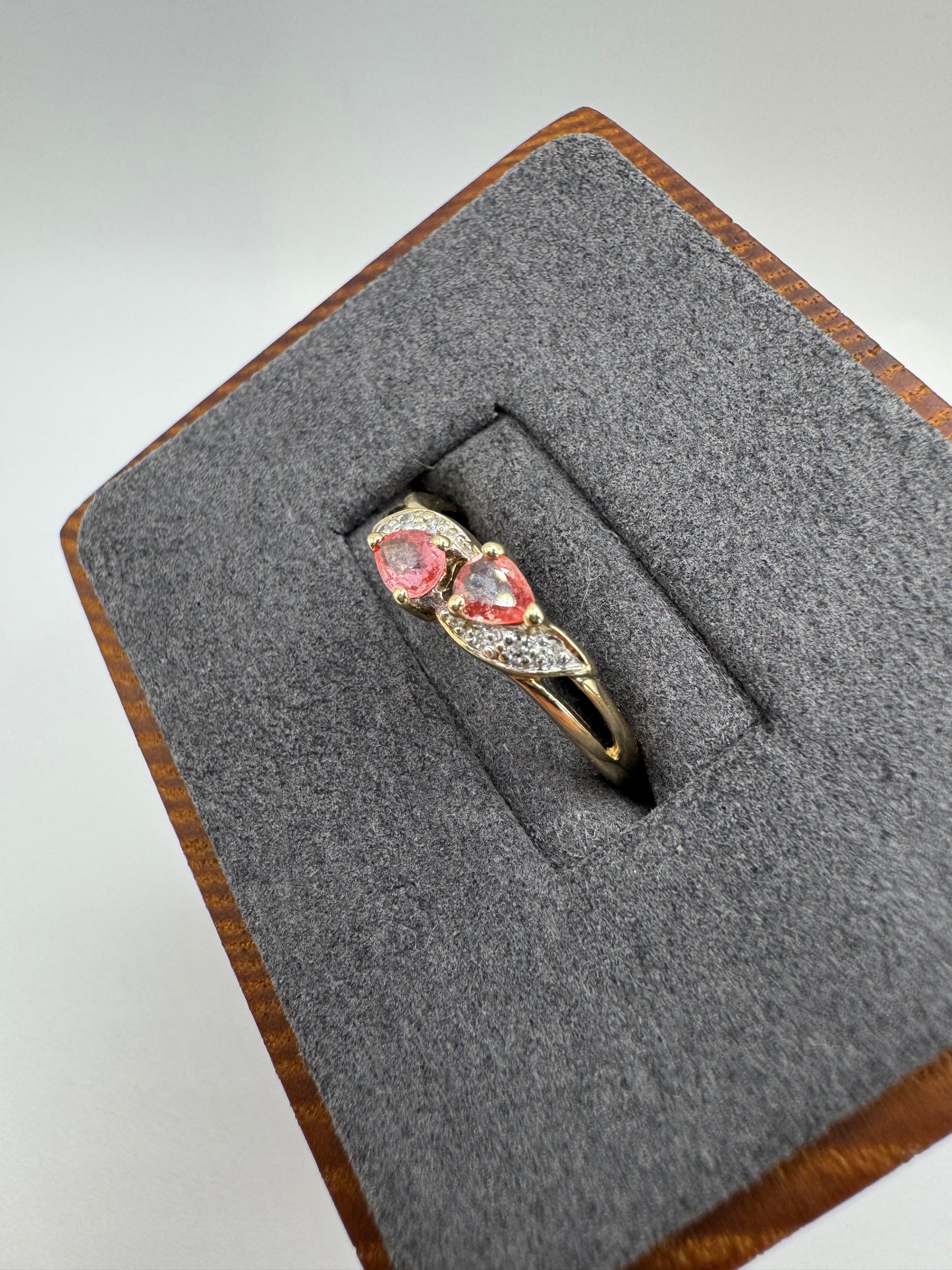 9ct gold pink topaz and diamond ring