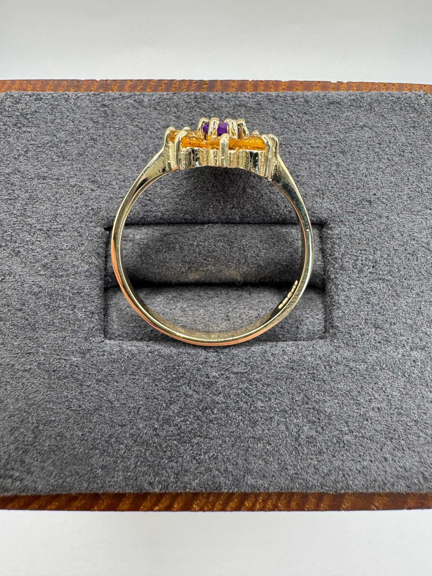 9ct gold amethyst and citrine cluster ring