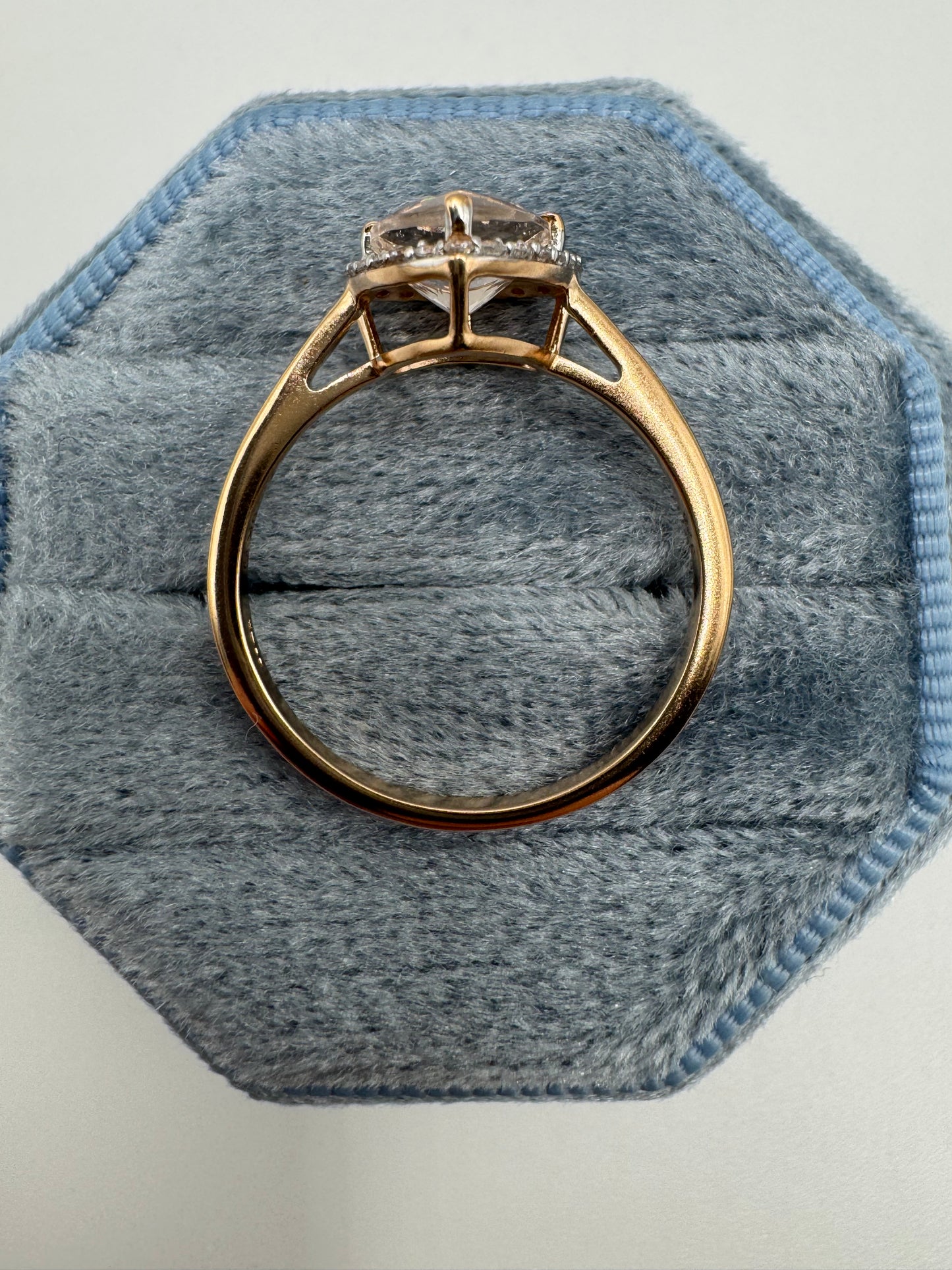 9ct rose gold morganite and zircon ring