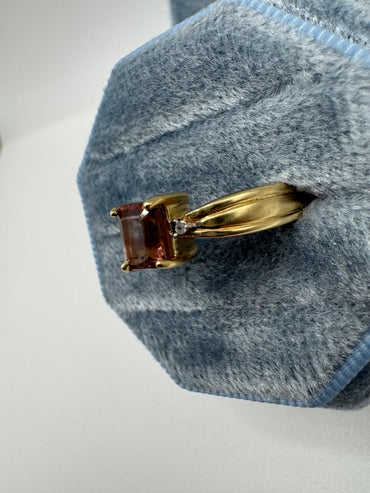 9ct gold tourmaline and zircon ring