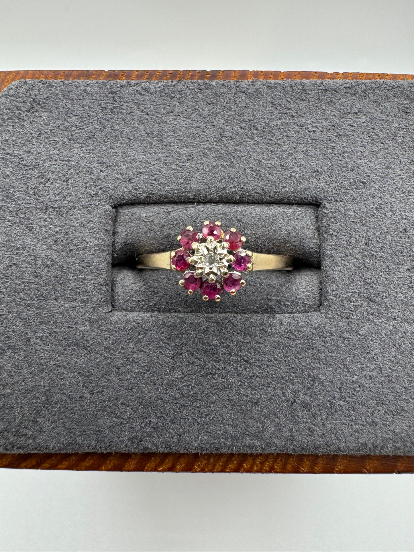 9ct gold ruby and diamond ring