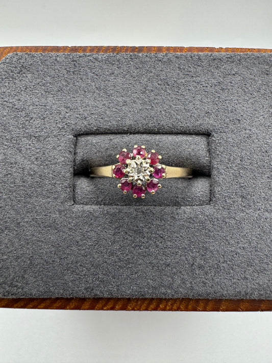 9ct gold ruby and diamond ring