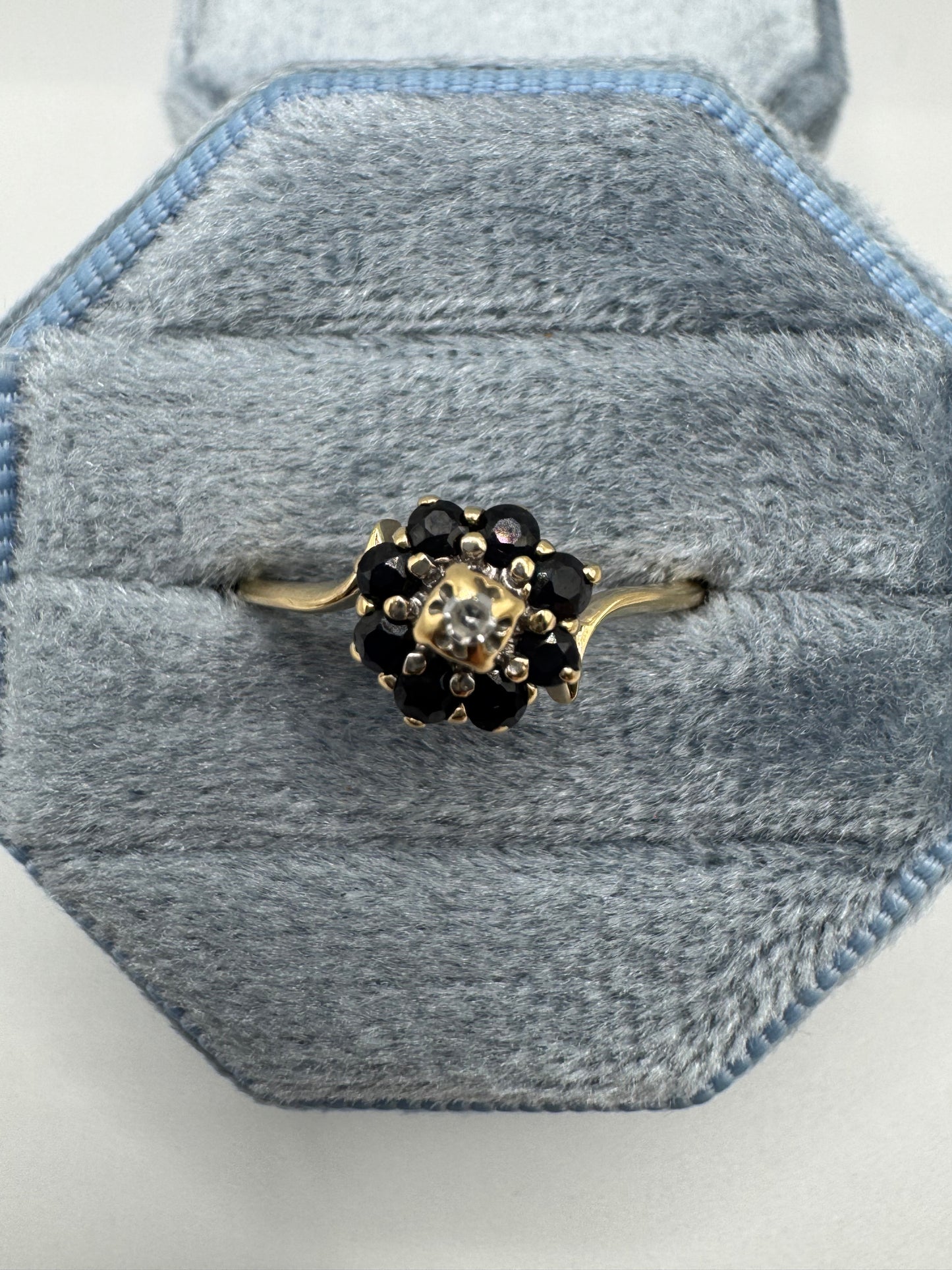 9ct gold sapphire and diamond ring