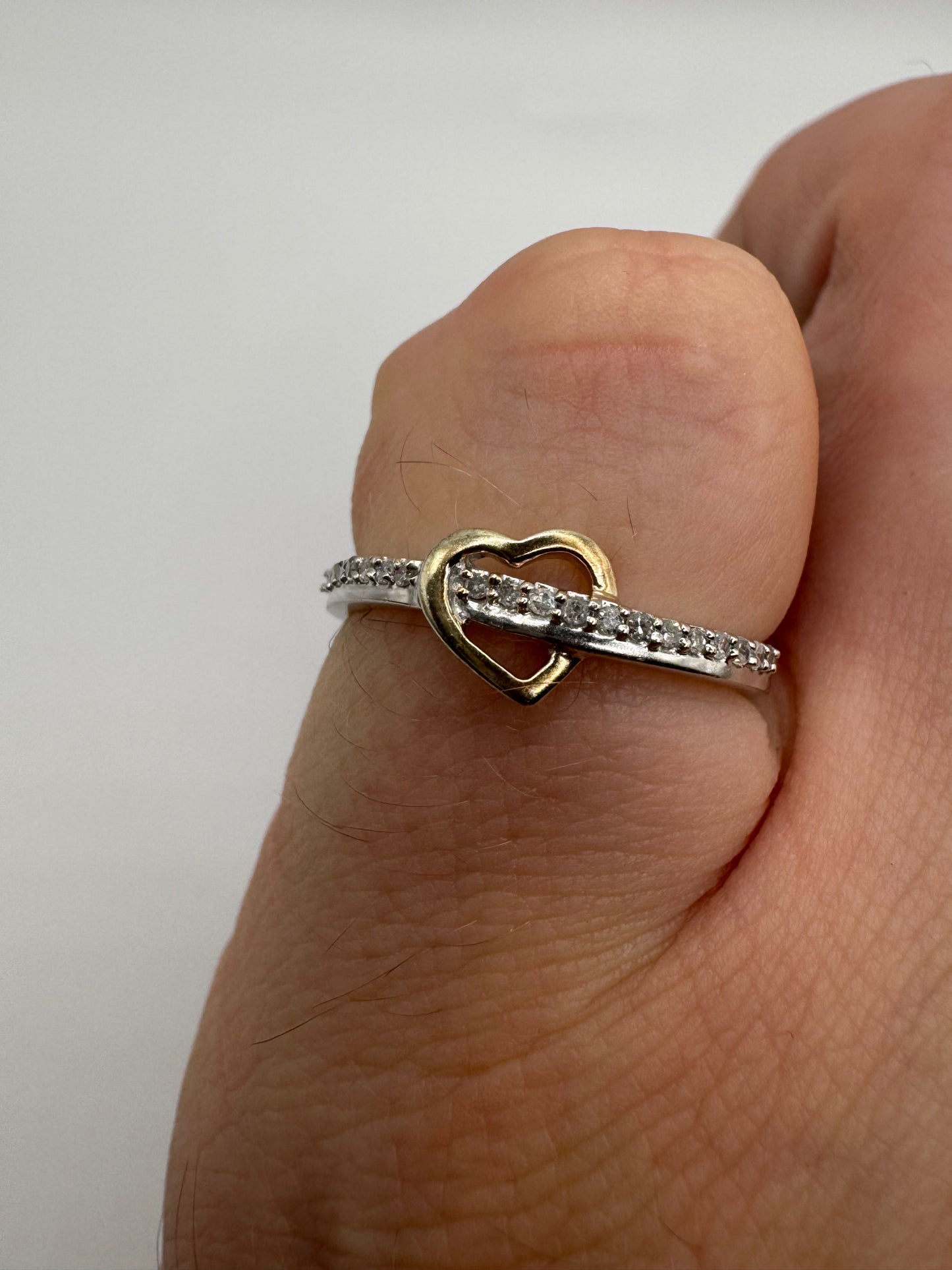 9ct two tone gold diamond heart ring