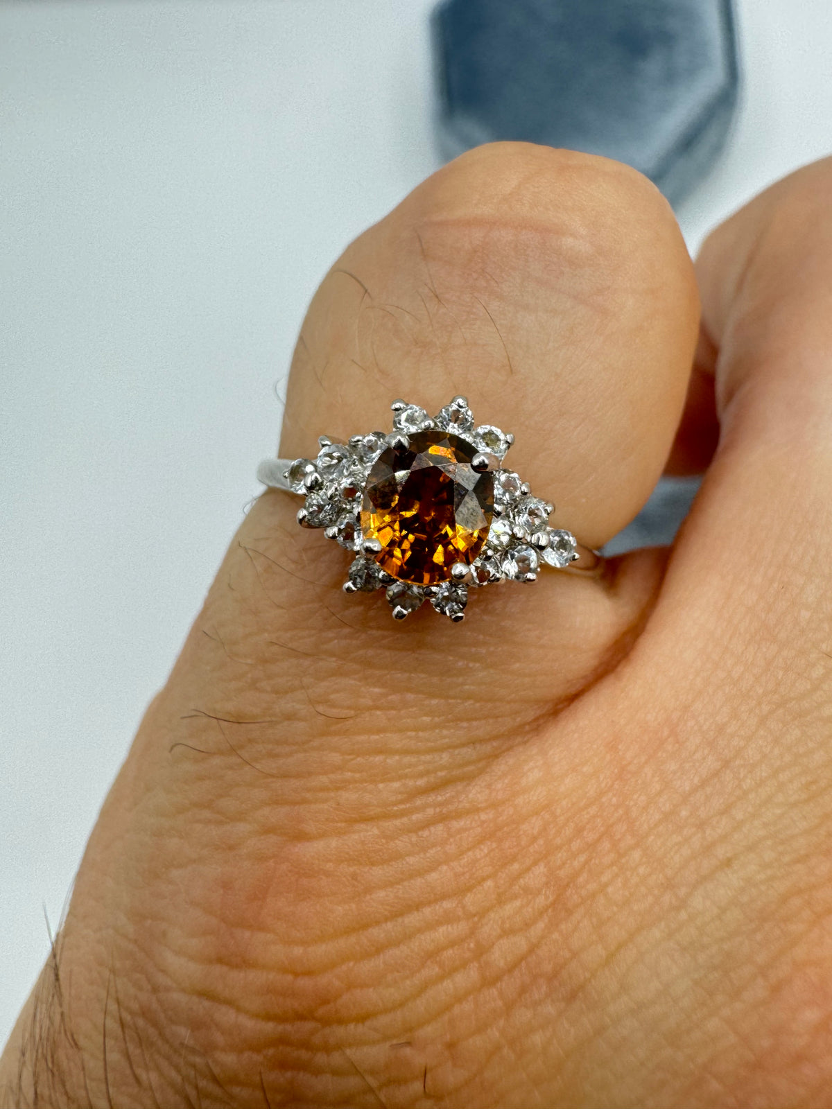 9ct white gold imperial topaz and spinel ring