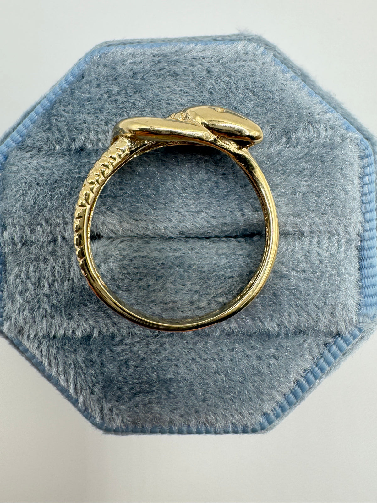 9ct gold moonstone snake ring