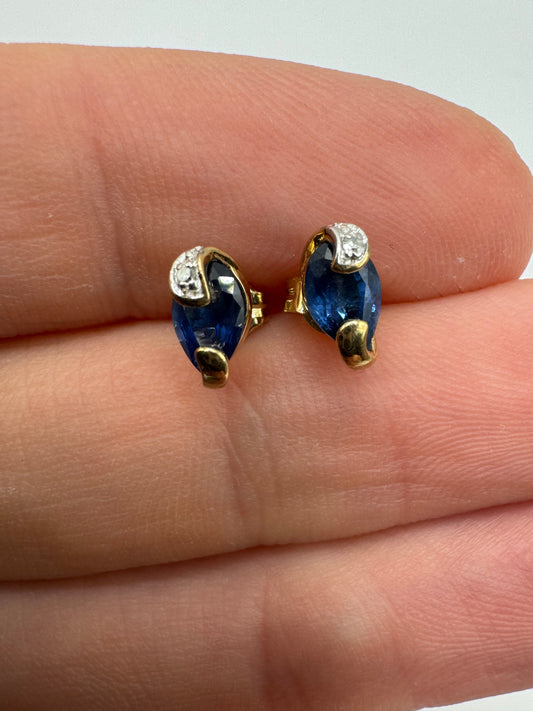 9ct gold sapphire and diamond earrings