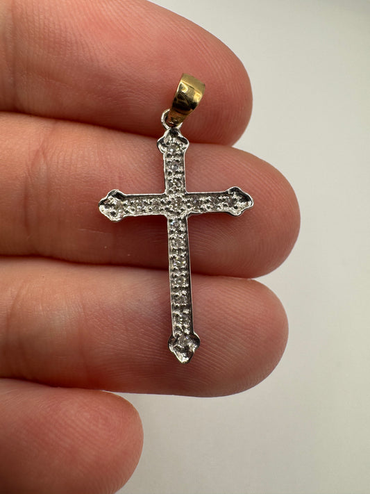 9ct gold diamond cross pendant