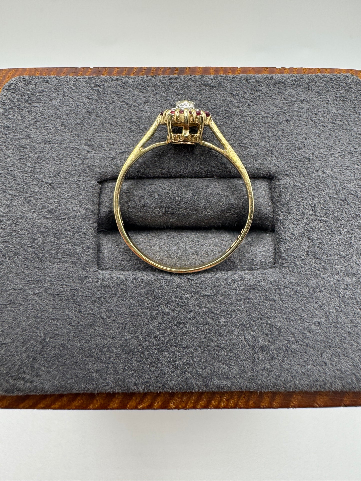 9ct gold ruby and diamond ring