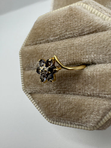 9ct gold iolite and diamond ring