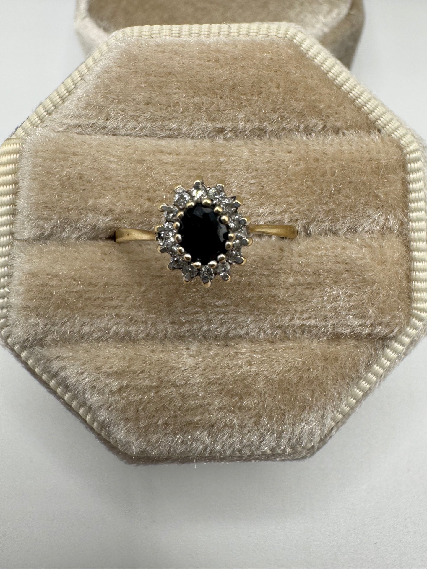 9ct gold sapphire and cz ring
