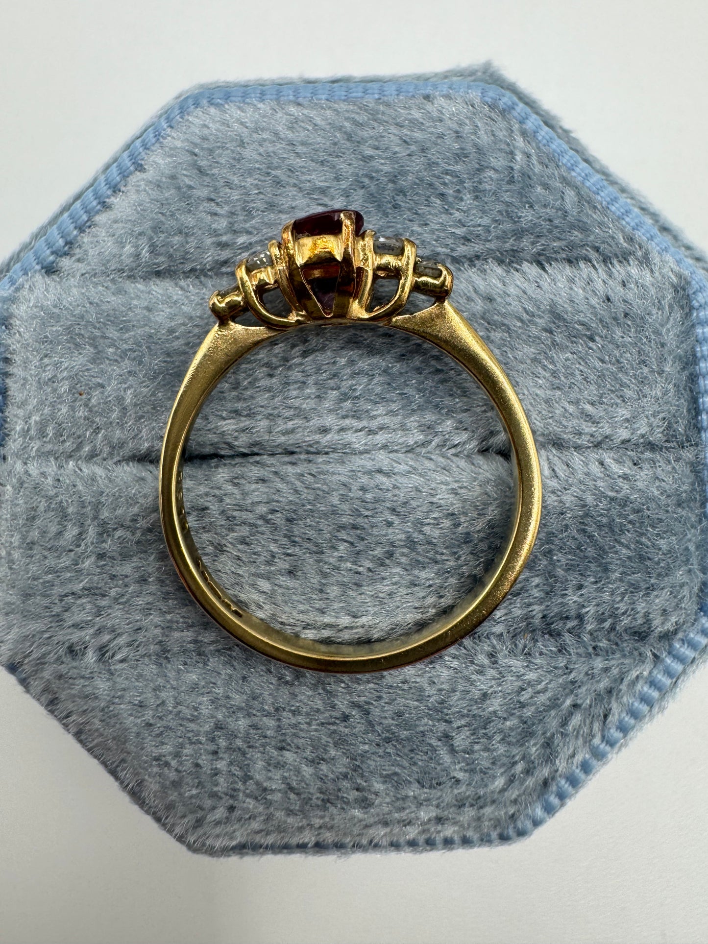 9ct gold ruby and diamond ring
