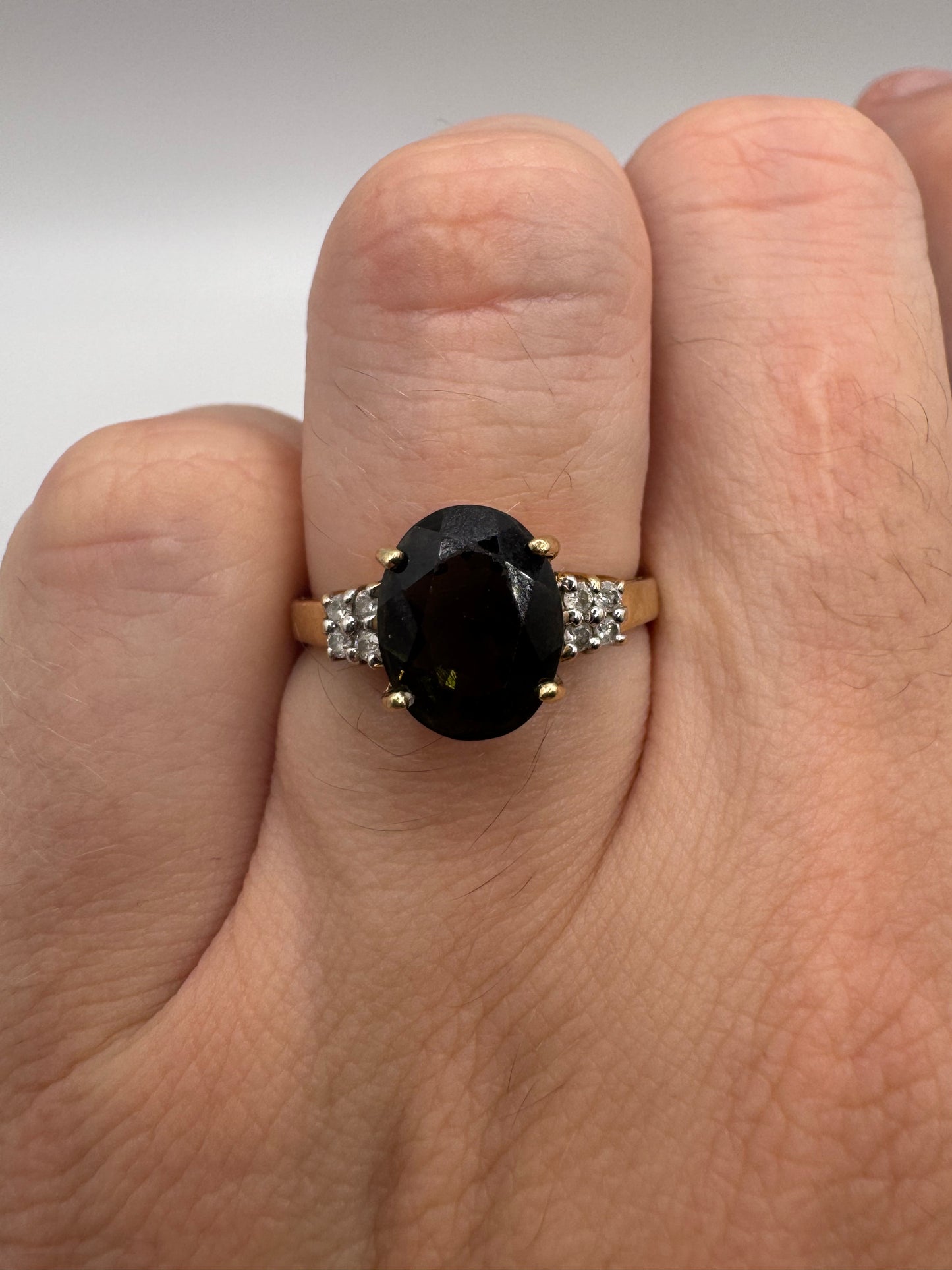 9ct gold tourmaline and diamond ring