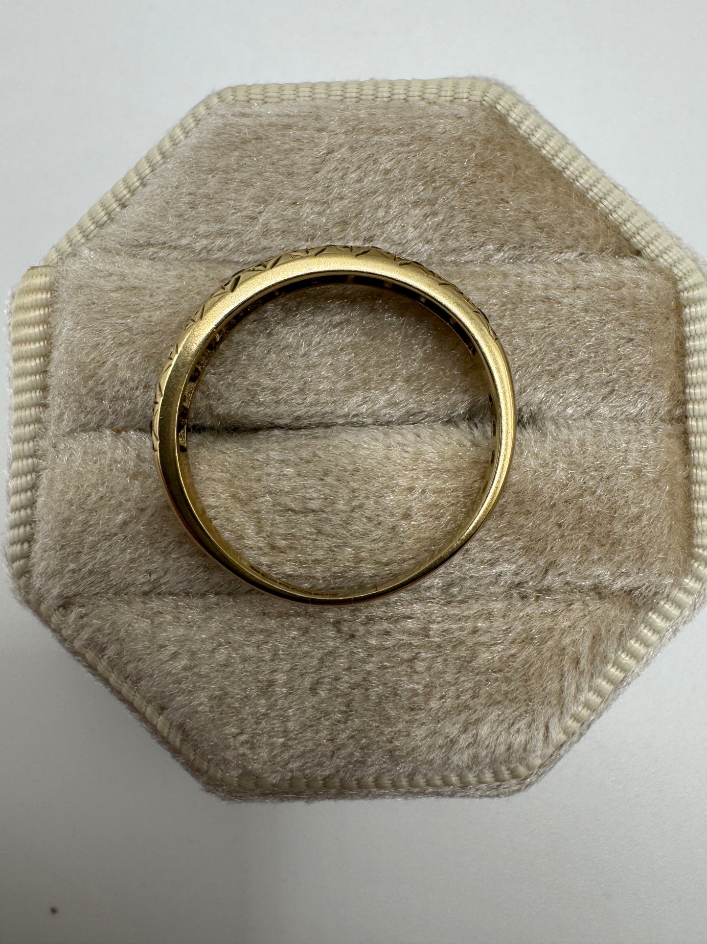9ct gold sapphire and diamond half eternity ring
