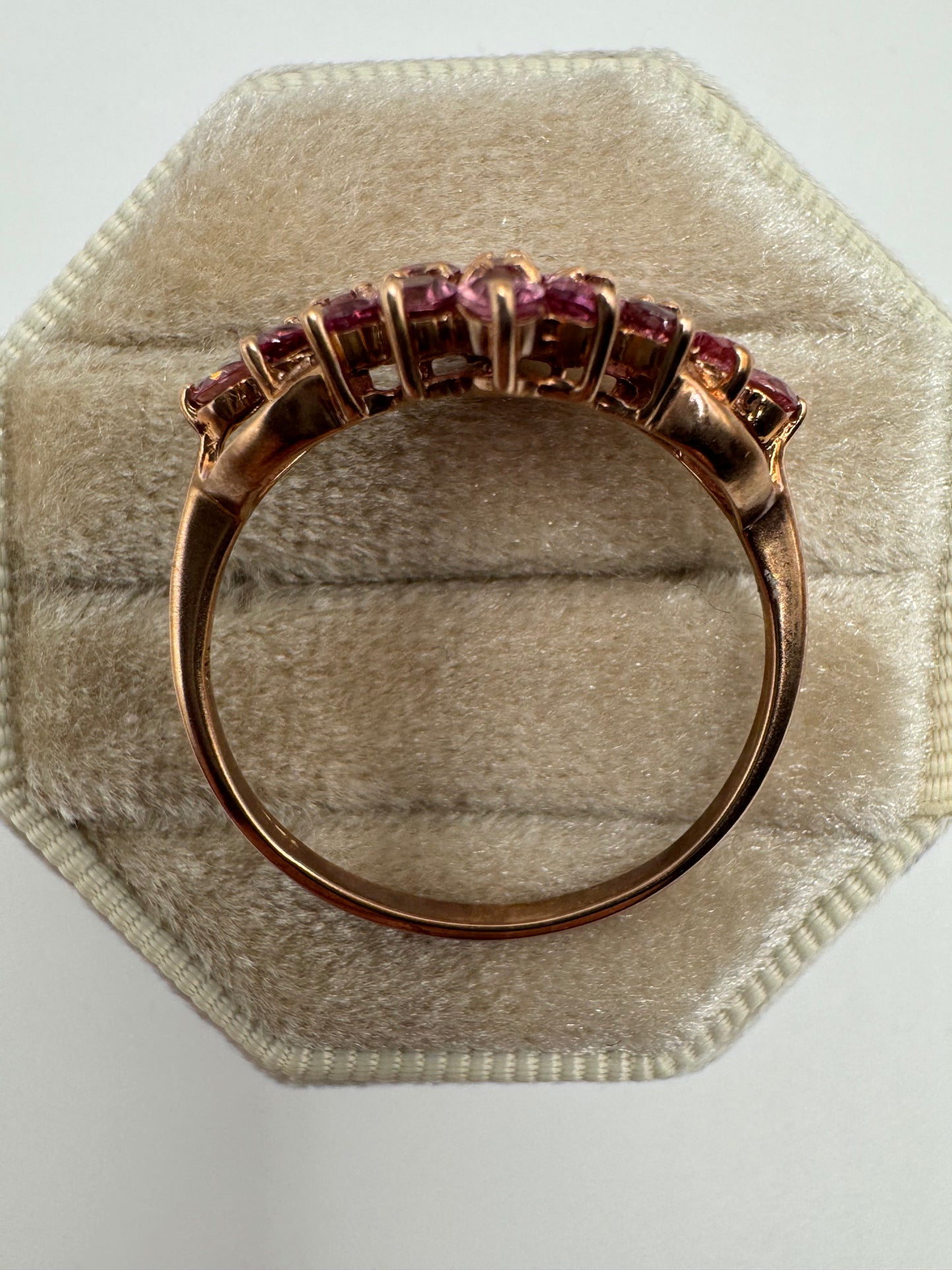 9ct rose gold pink sapphire cluster ring